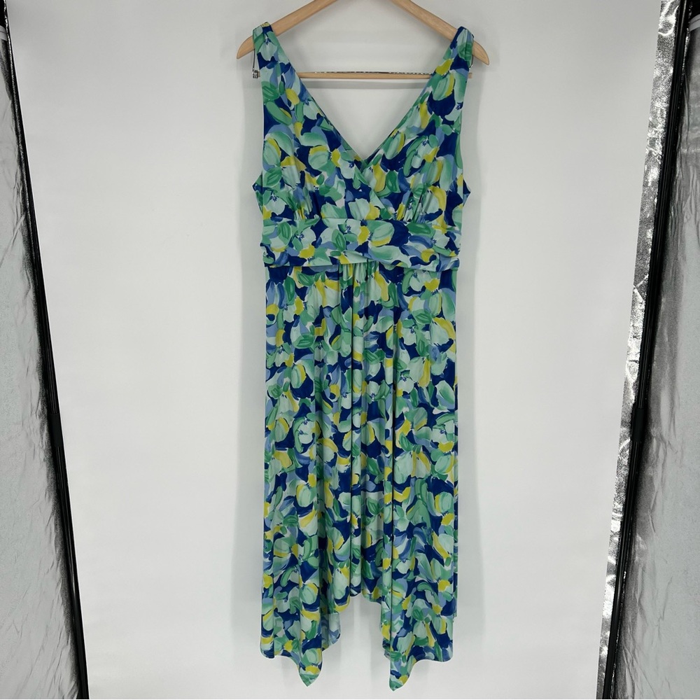 Pappagallo Becca Seafoam Multi Floral Caribbean Bloom Sleeveless Midi Dress M - Picture 4 of 16